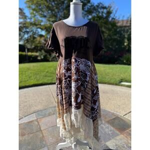 Shuggie Fierce Upcycled and Handmade AC/DC Graphic Boho High Low Maxi Size L
